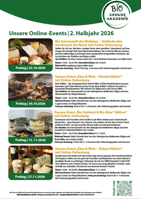 Bio Genuss Events 2. Halbjahr 2026